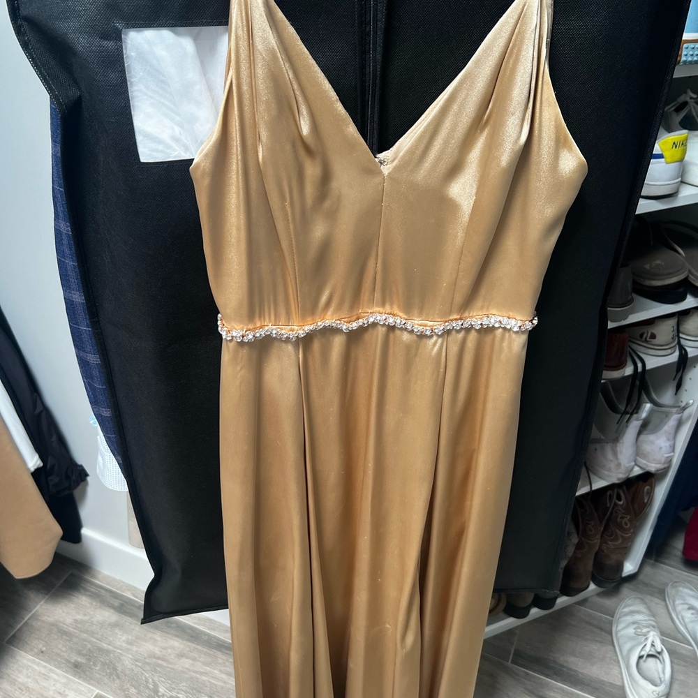 David's Bridal Gold Embellished Sundress for Weddings